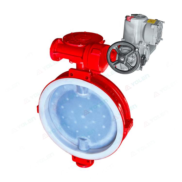D971 electric fluorine-lined clamp butterfly valve